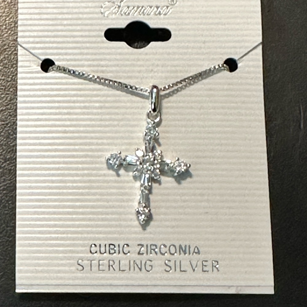 Sterling Necklace with cubic zirconia Cross